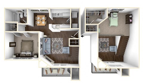 1 bedroom 1 bathroom A4  Floor Planat One Rocky Ridge Apartment, Georgia